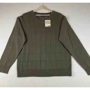 Haggar Men's V-Neck Knit Sweater Size Large New Long‎ Sleeve Washable Preppy NWT